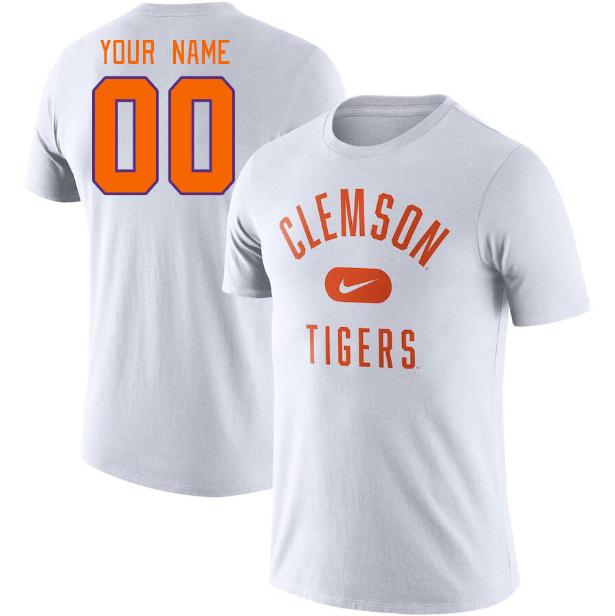 Custom Clemson Tigers Name And Number College Tshirt-White